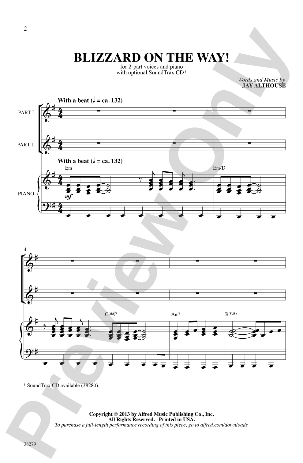 Blizzard on the Way!: 2-Part Choral Octavo