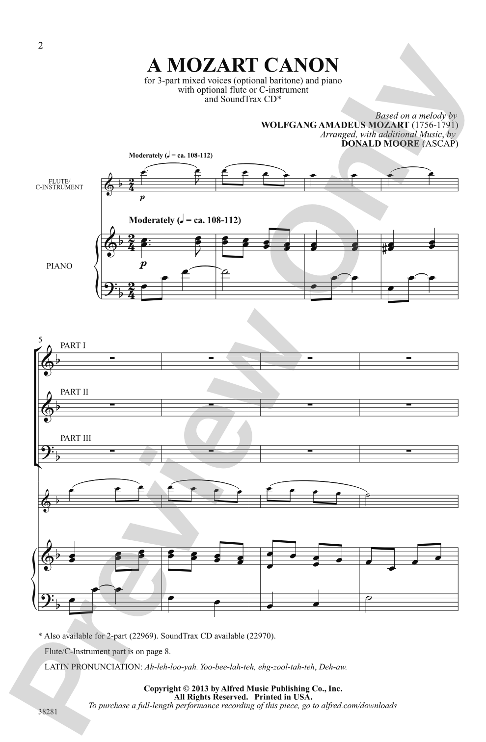 A Mozart Canon: 3-Part Choral Octavo