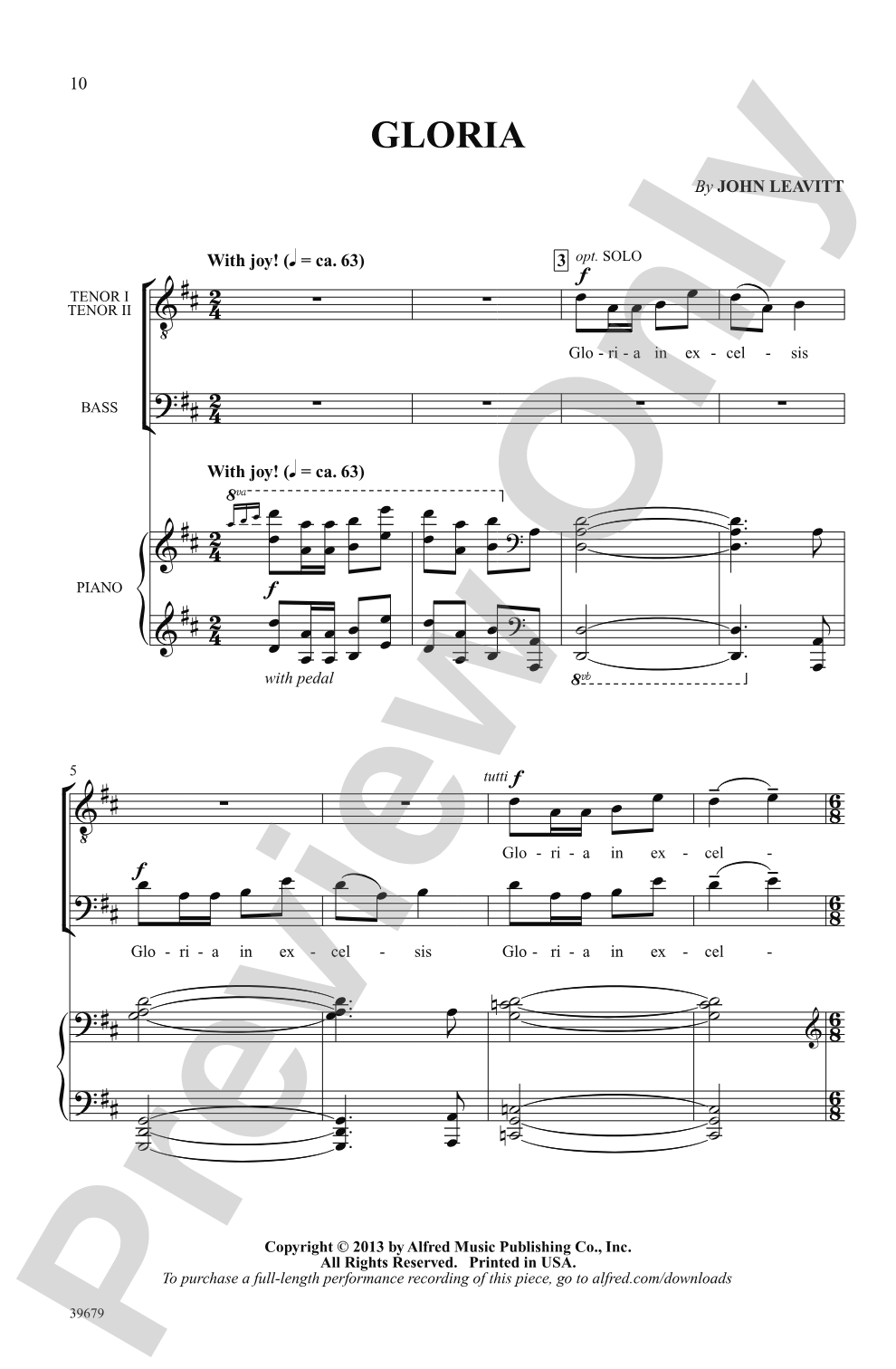 Missa Festiva: TTB Choral Octavo