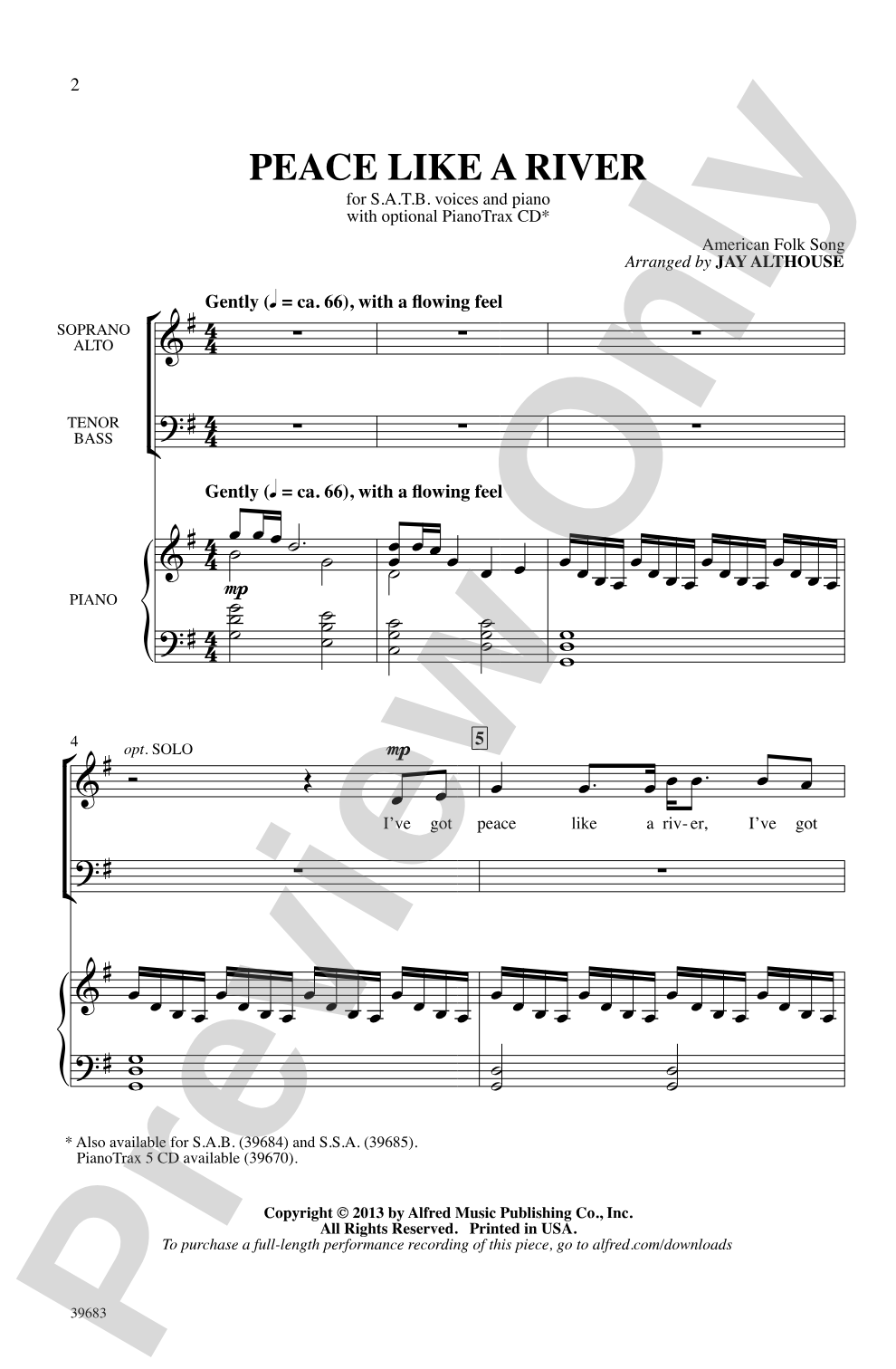Peace Like a River: SATB Choral Octavo