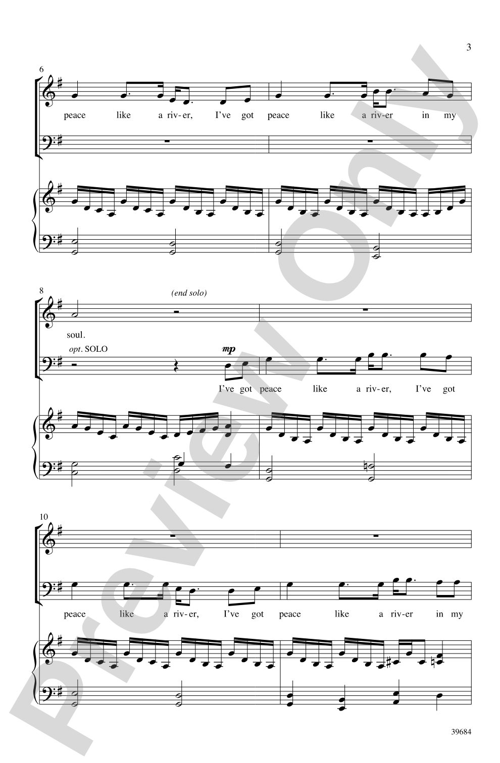 Peace Like a River: SAB Choral Octavo