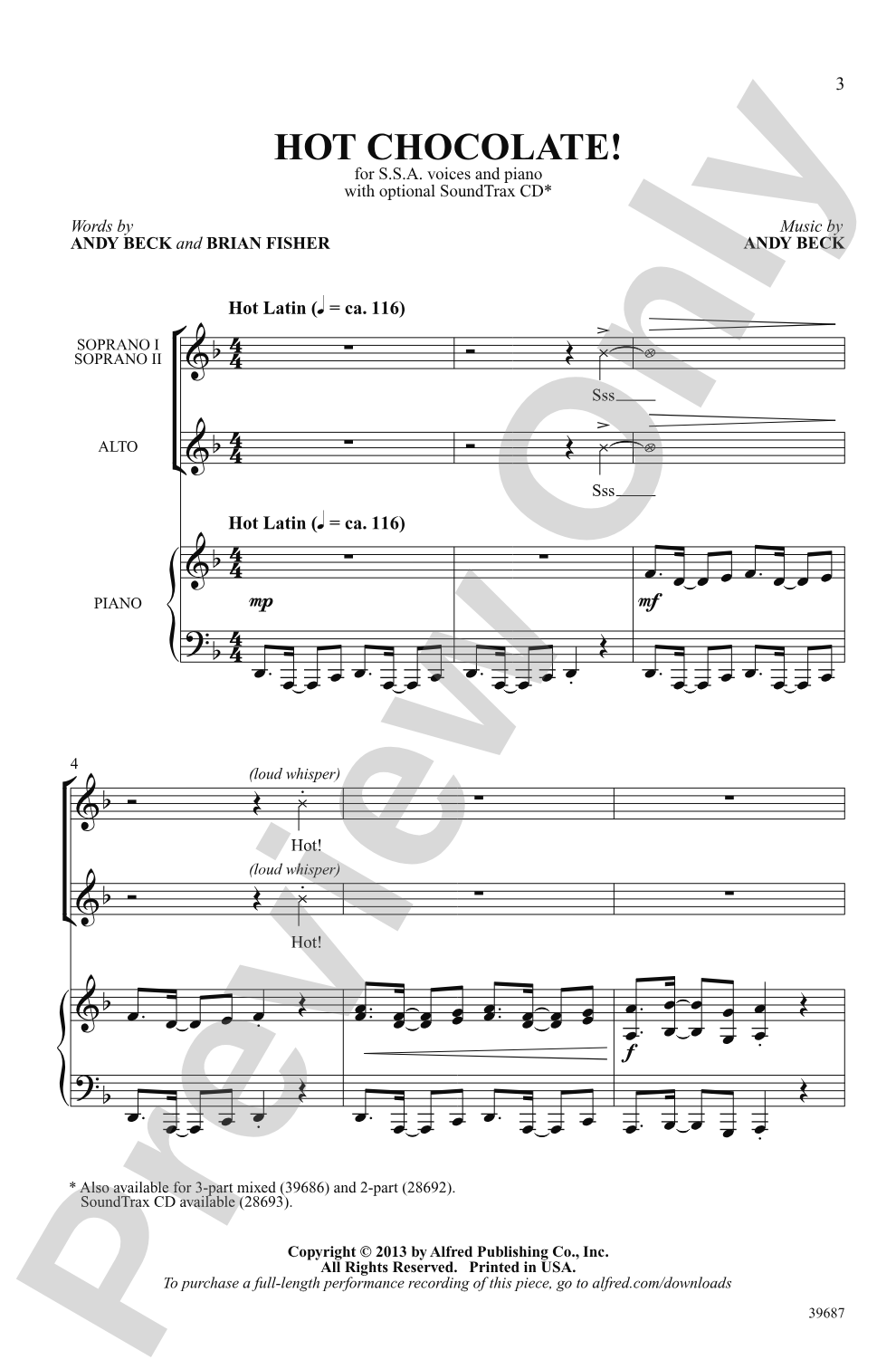 Hot Chocolate!: SSA Choral Octavo