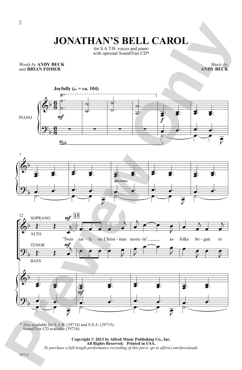 Jonathan's Bell Carol: SATB Choral Octavo