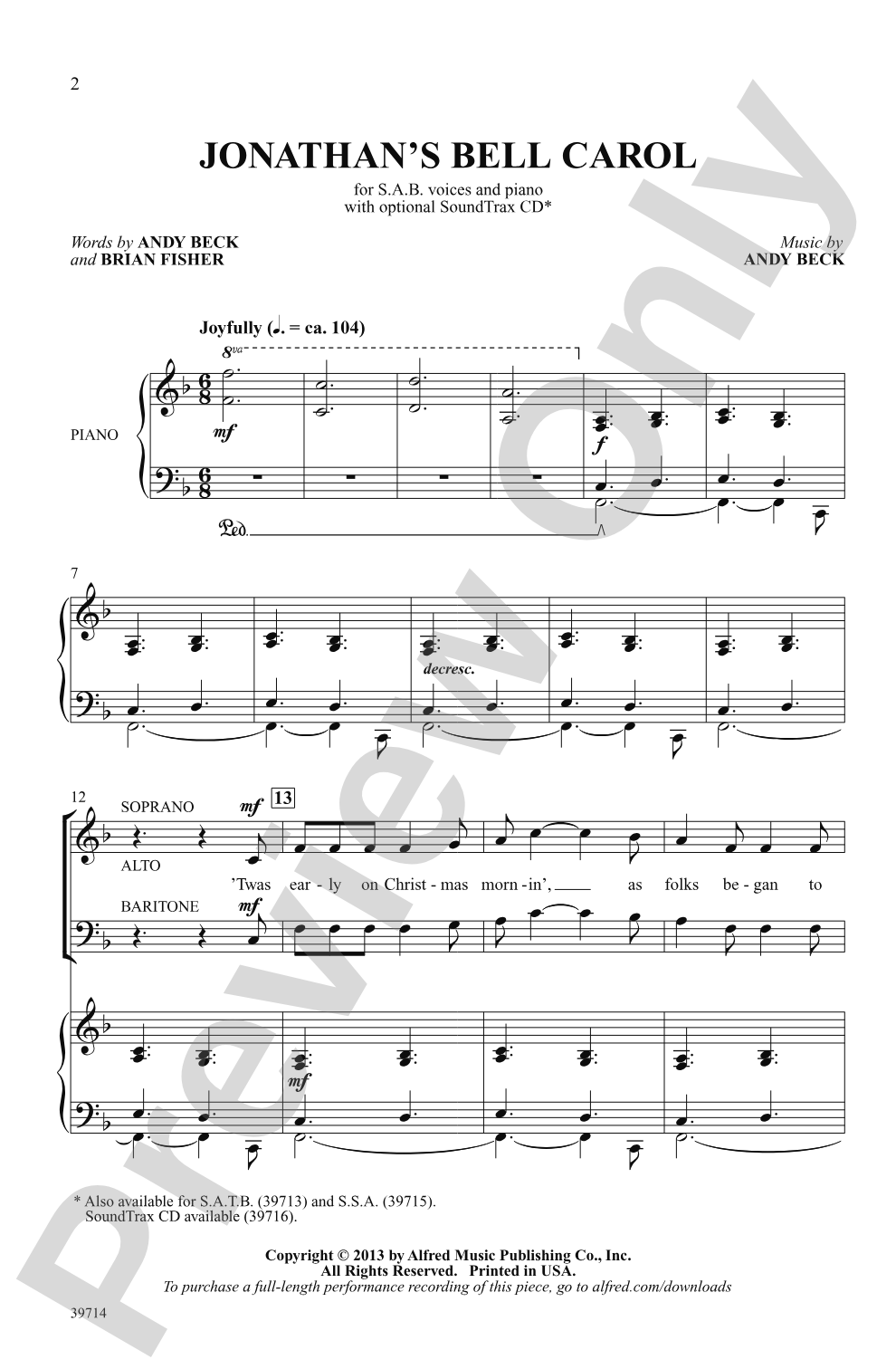 Jonathan's Bell Carol: SAB Choral Octavo