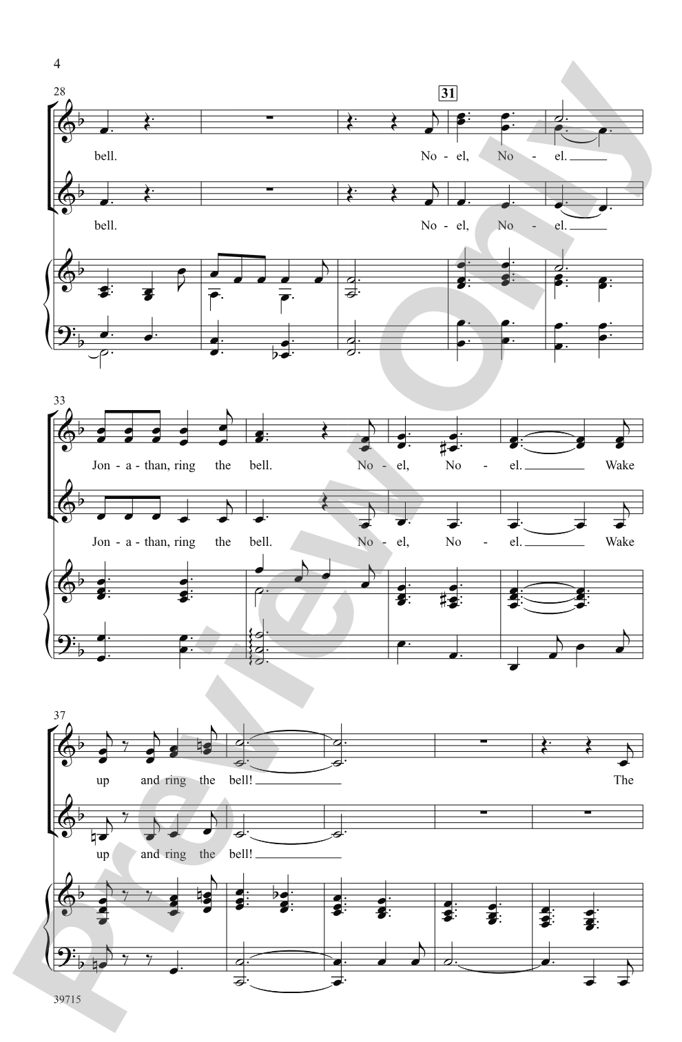 Jonathan's Bell Carol: SSA Choral Octavo