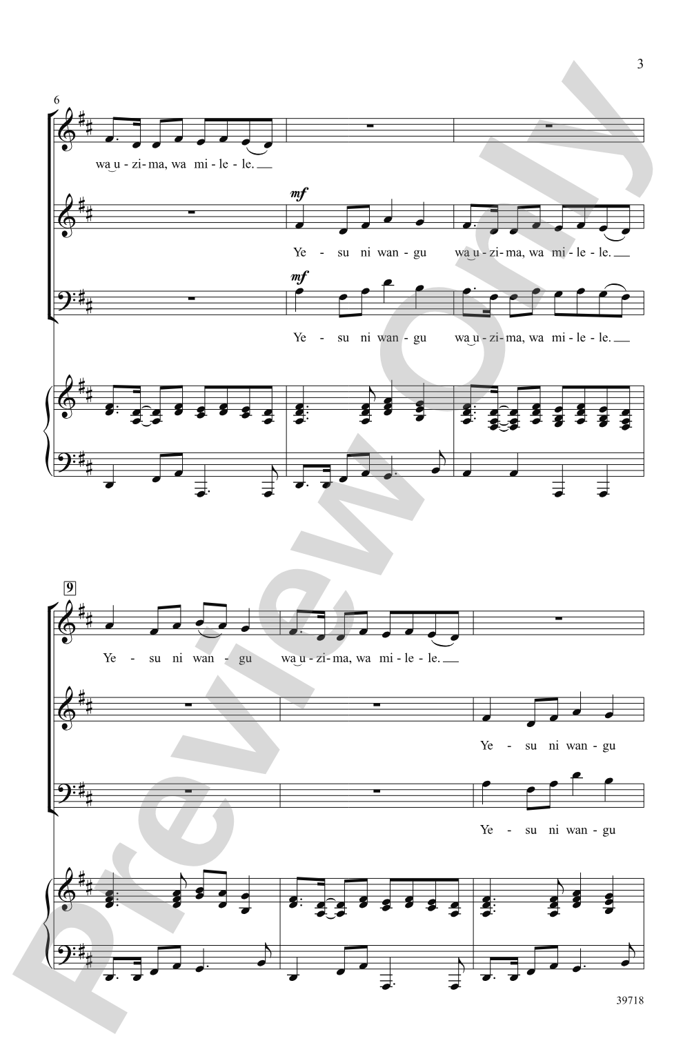 Yesu Ni Wangu: SAB Choral Octavo