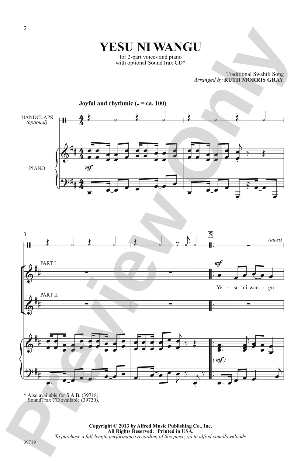Yesu Ni Wangu: 2-Part Choral Octavo
