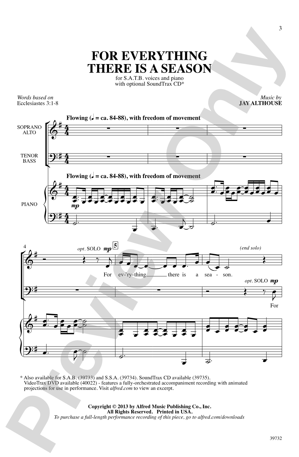 For Everything There Is a Season: SATB Choral Octavo