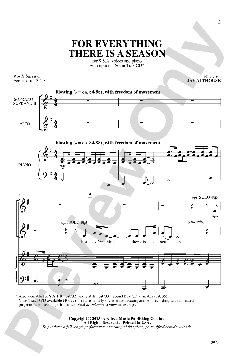 For Everything There Is a Season: SSA Choral Octavo