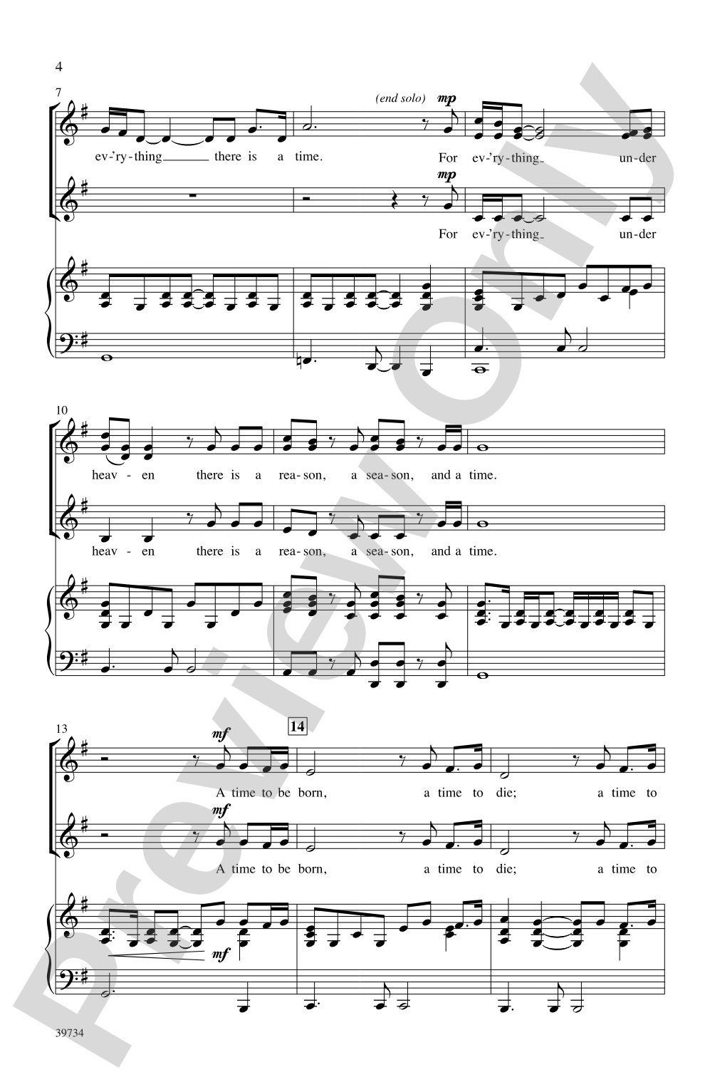 For Everything There Is a Season: SSA Choral Octavo