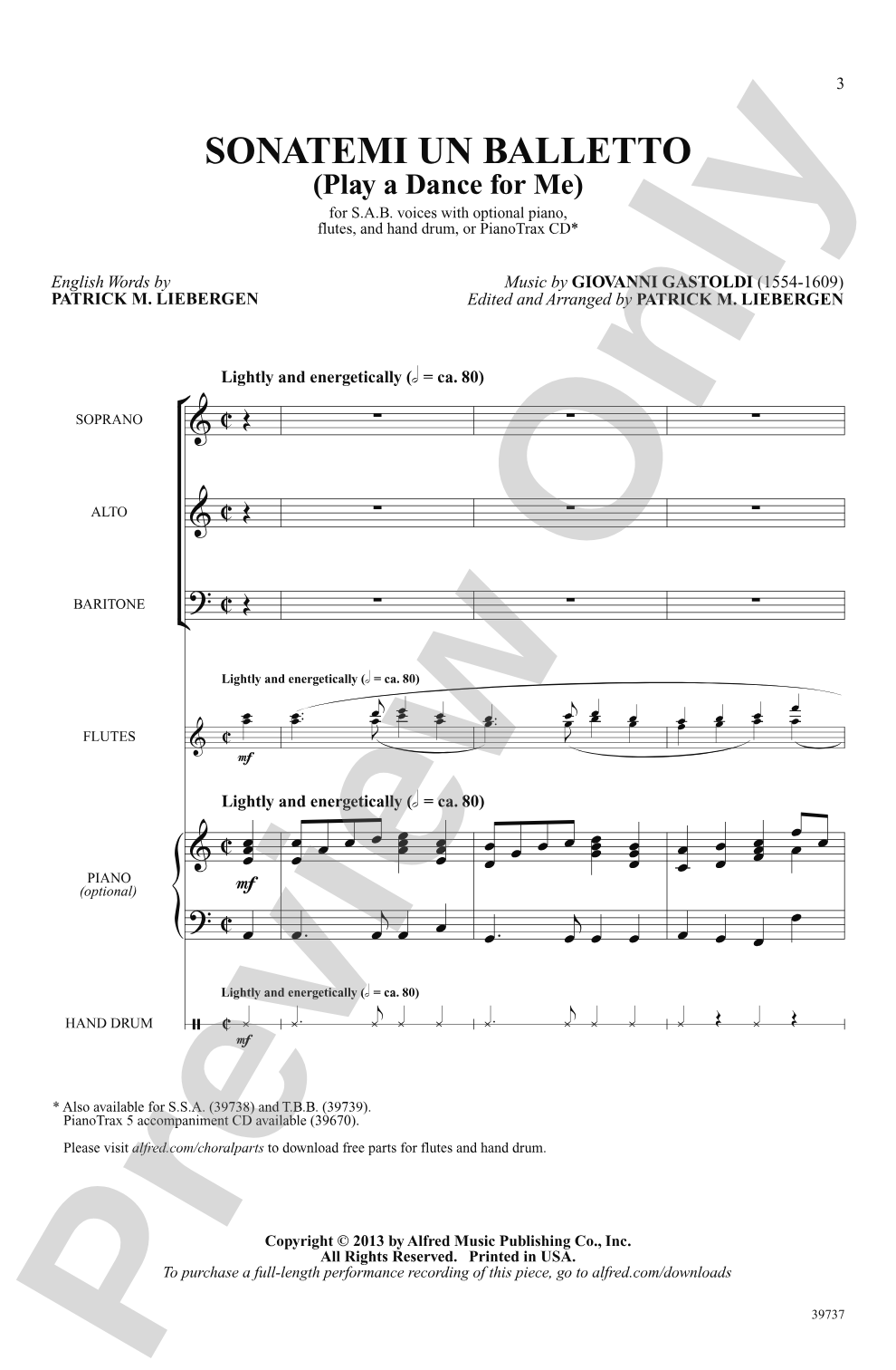 Sonatemi un Balletto: SAB Choral Octavo