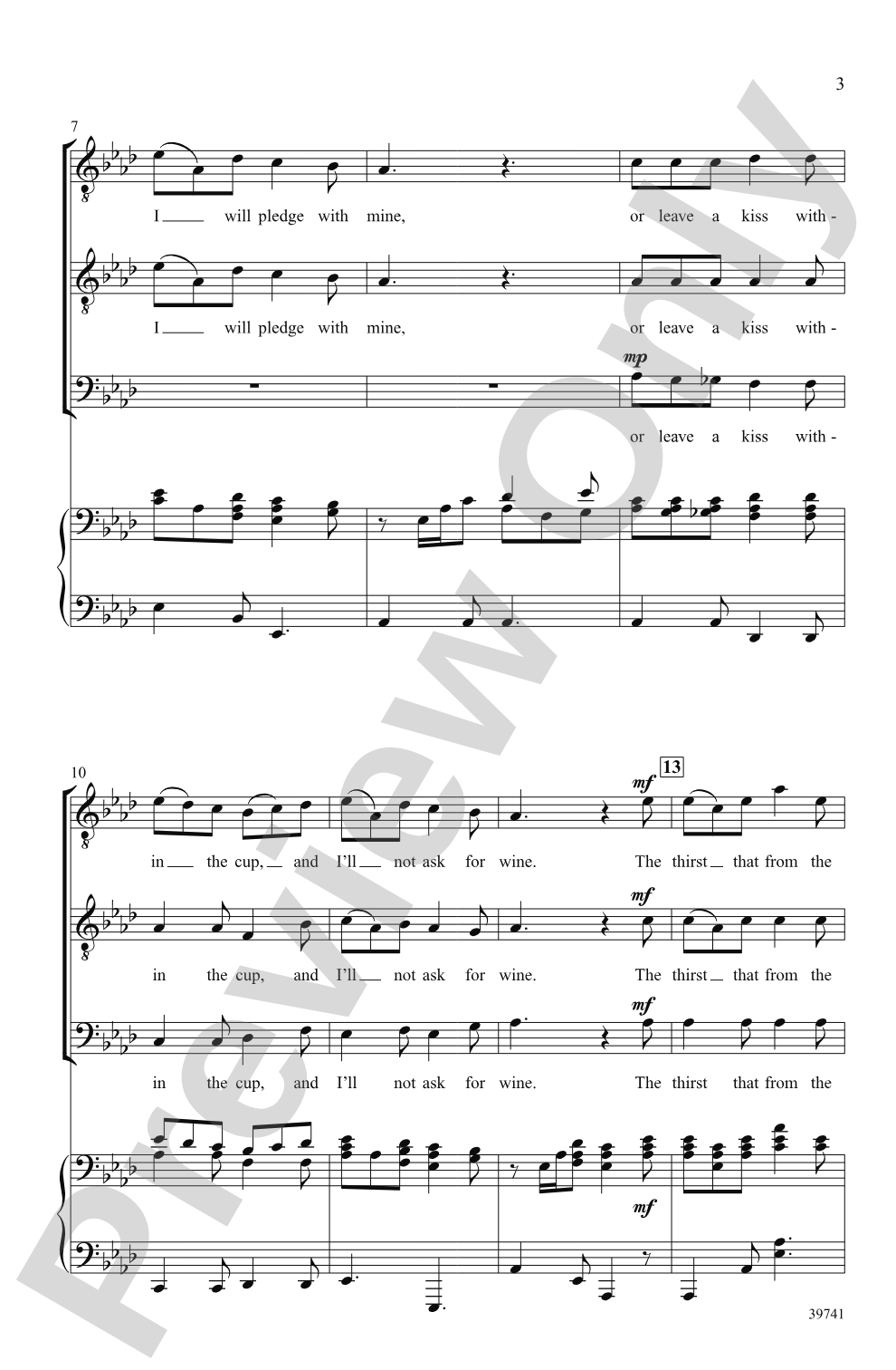 Drink to Me Only with Thine Eyes: TTB Choral Octavo