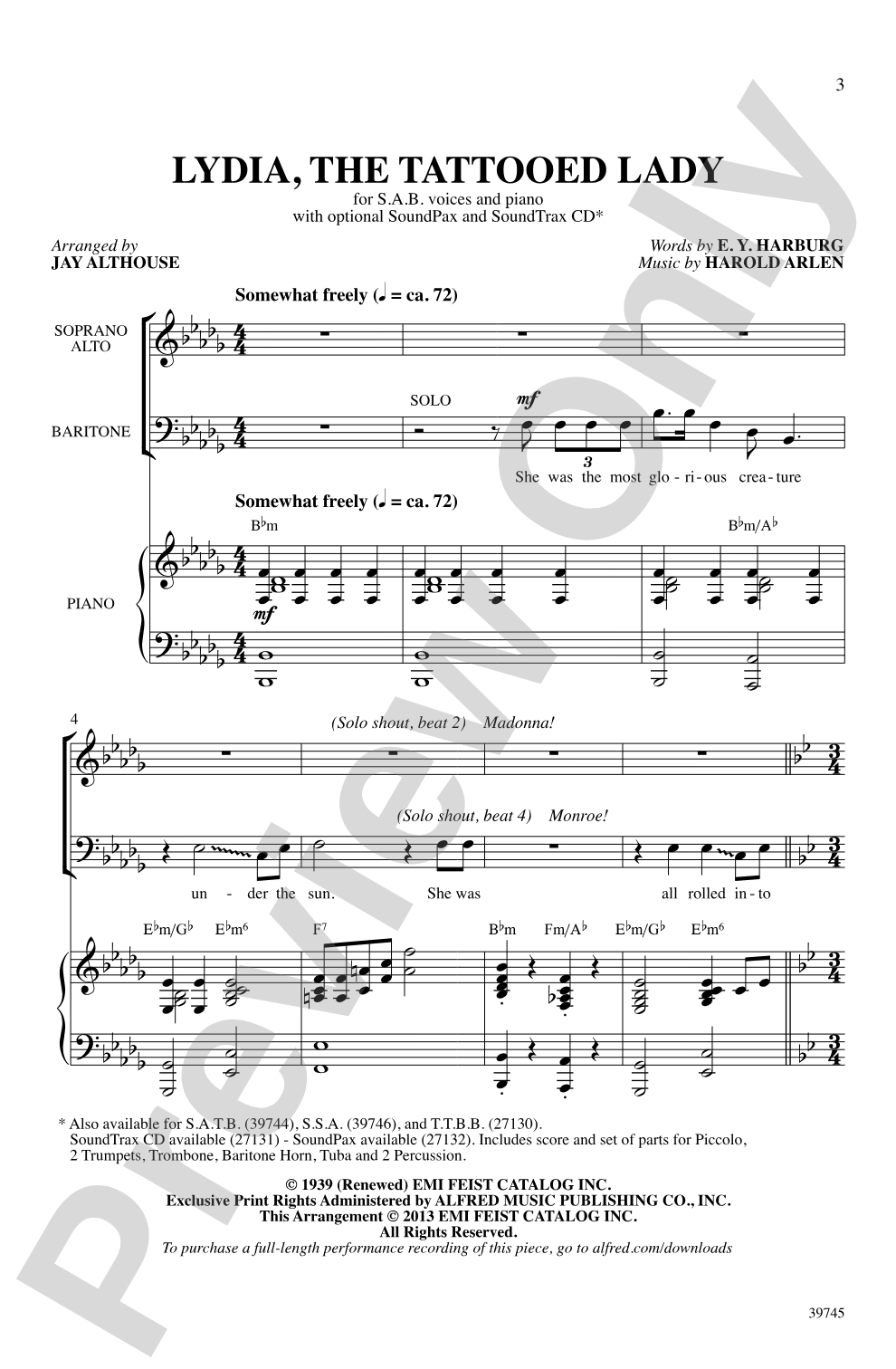 Lydia, the Tattooed Lady: SAB Choral Octavo