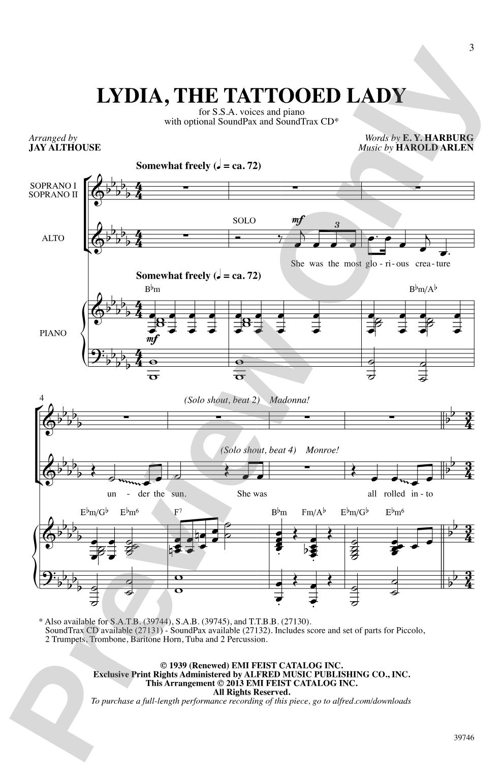 Lydia, the Tattooed Lady: SSA Choral Octavo