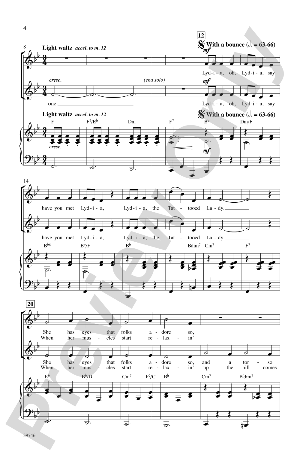 Lydia, the Tattooed Lady: SSA Choral Octavo