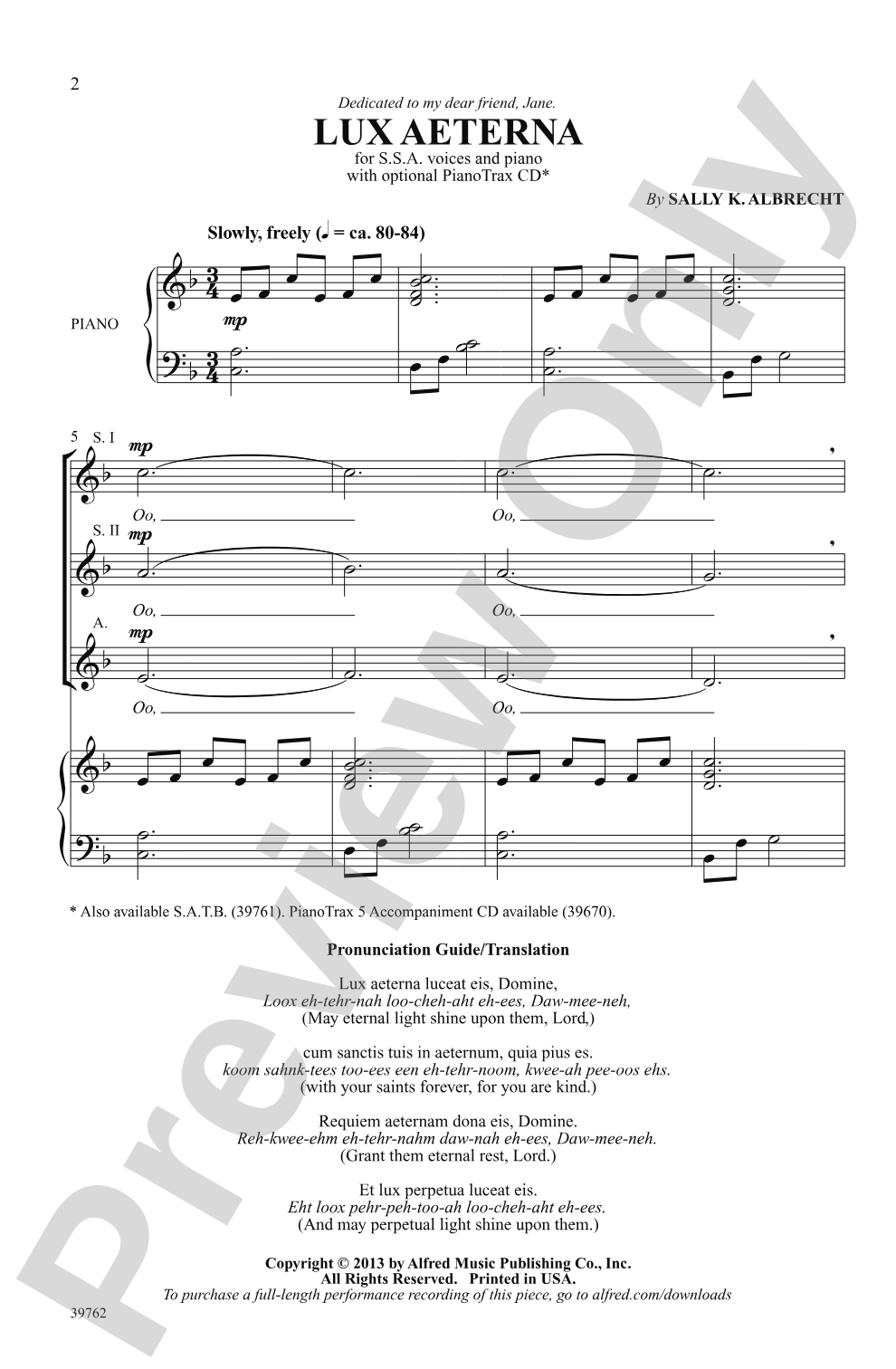Lux Aeterna: SSA Choral Octavo