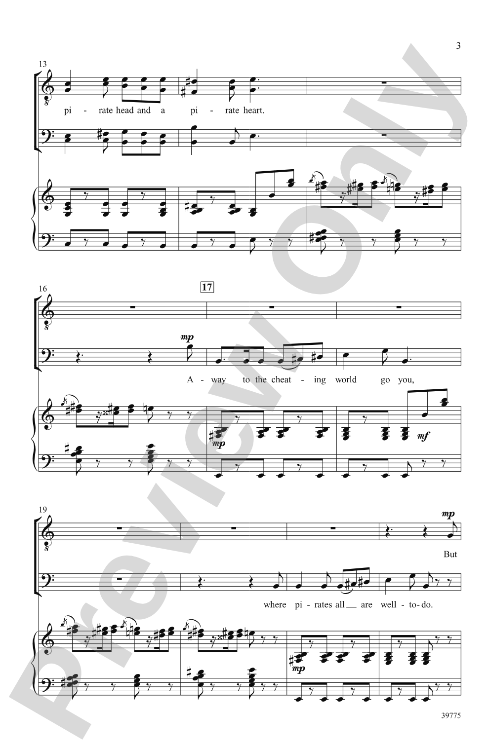 The Pirates of Penzance: Choral Highlights: TTBB Choral Octavo
