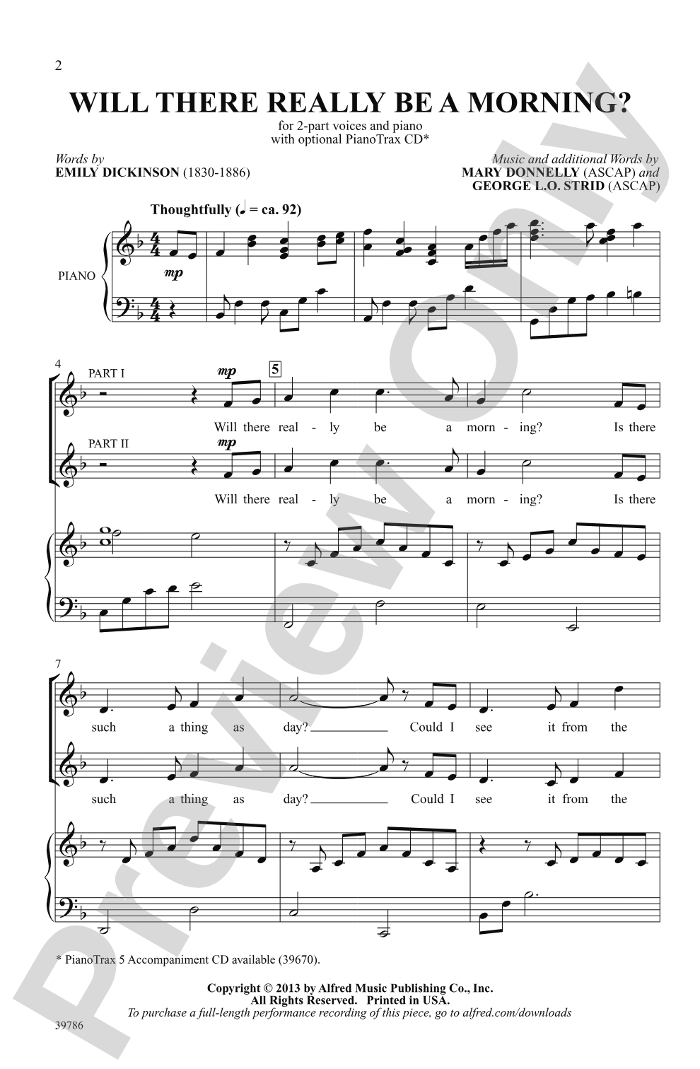 Will There Really Be a Morning?: 2-Part Choral Octavo