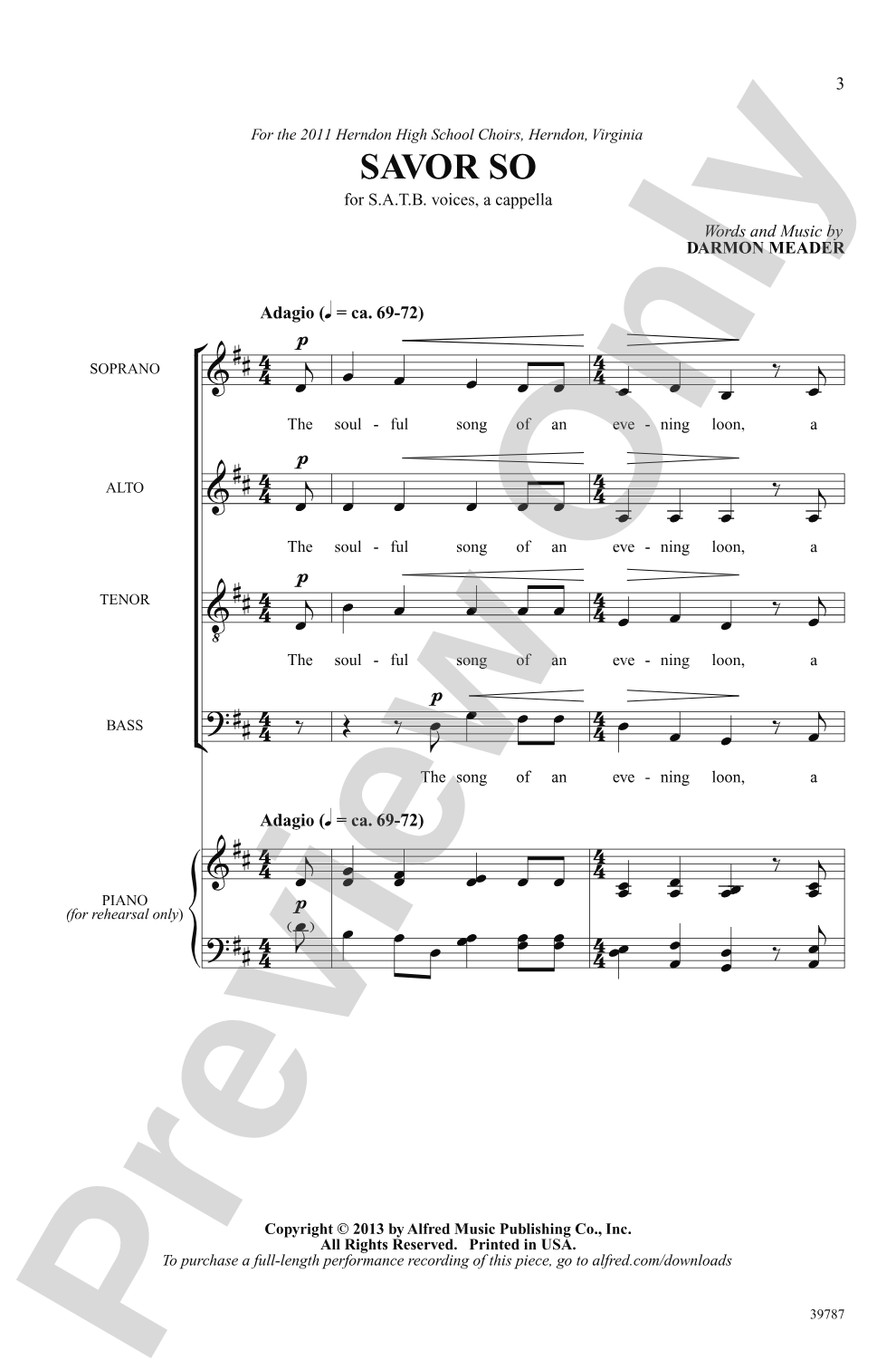 Savor So: SATB <i>a cappella</i> Choral Octavo