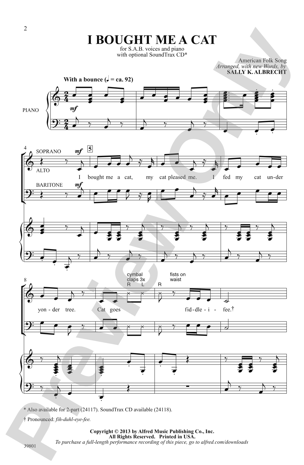 I Bought Me a Cat: SAB Choral Octavo