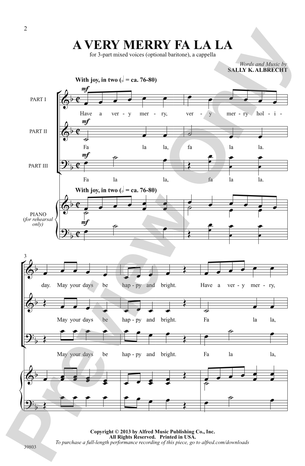 A Very Merry Fa La La: 3-Part Mixed, <I>a cappella</I> Choral Octavo