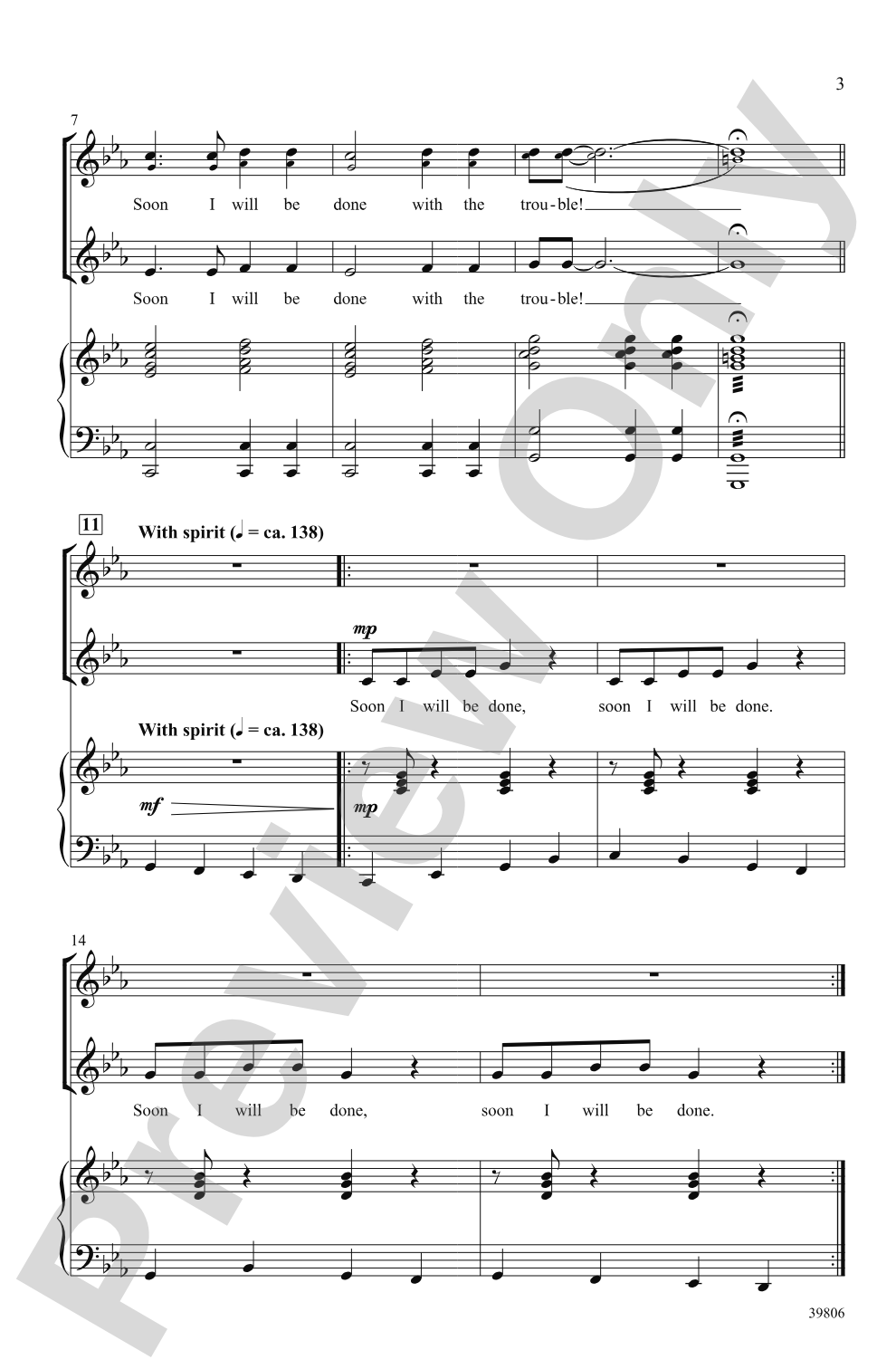 Trouble!: 2-Part / SSA Choral Octavo