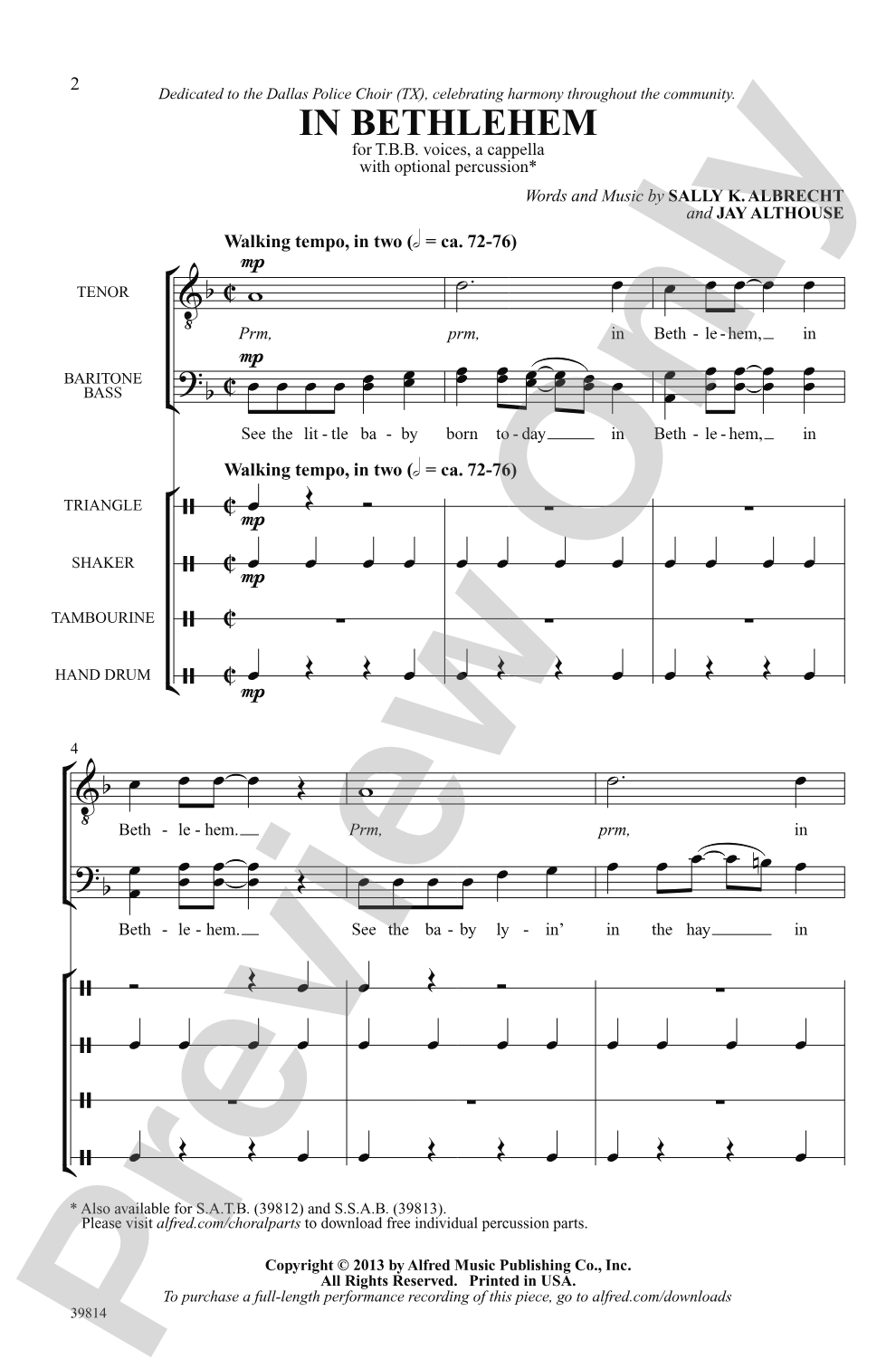 In Bethlehem: TBB, <I>a cappella</I> Choral Octavo