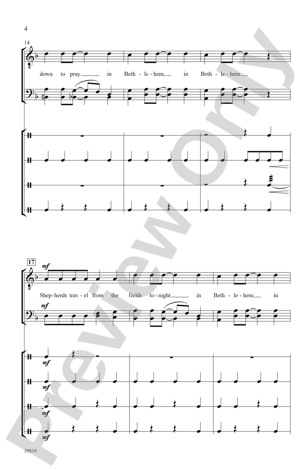 In Bethlehem: TBB, <I>a cappella</I> Choral Octavo
