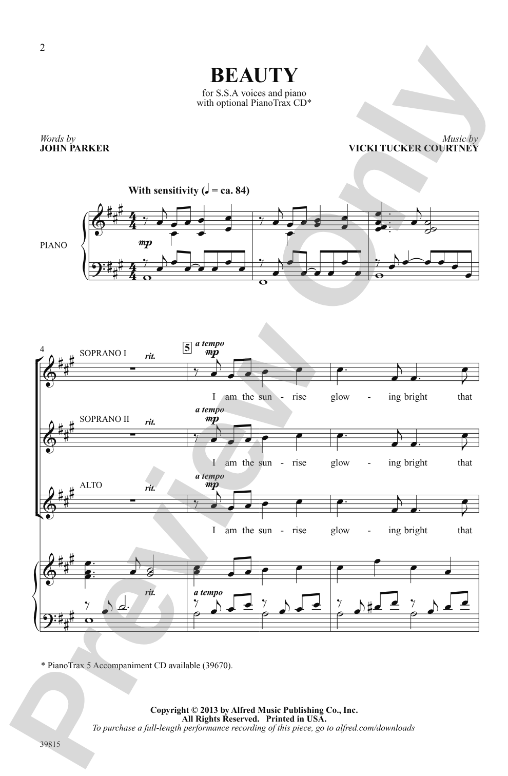 Beauty: SSA Choral Octavo