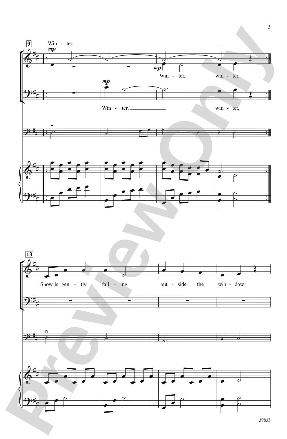 Under Winter Moon: 3-Part / SAB Choral Octavo