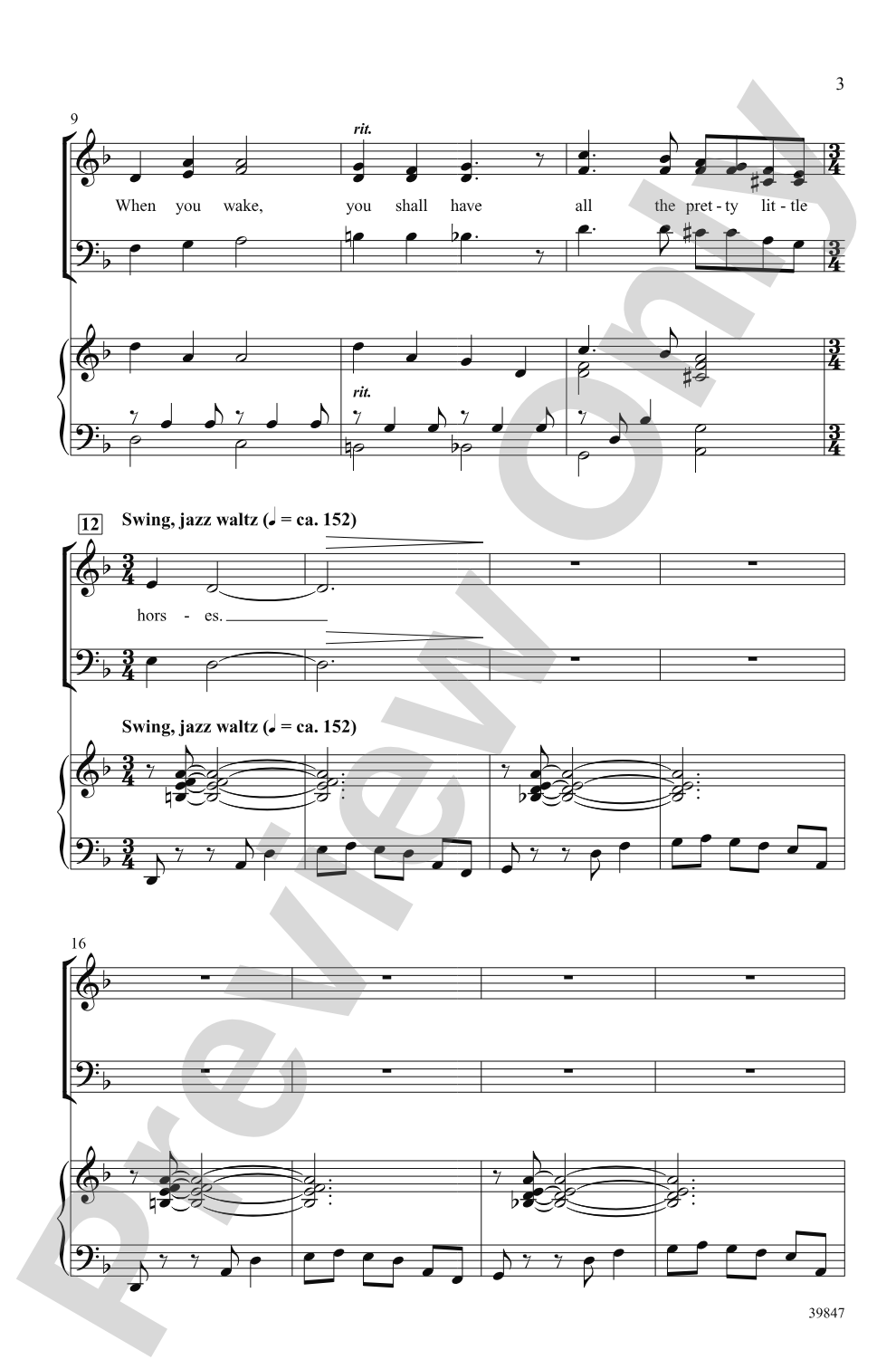 All the Pretty Little Horses: SAB Choral Octavo