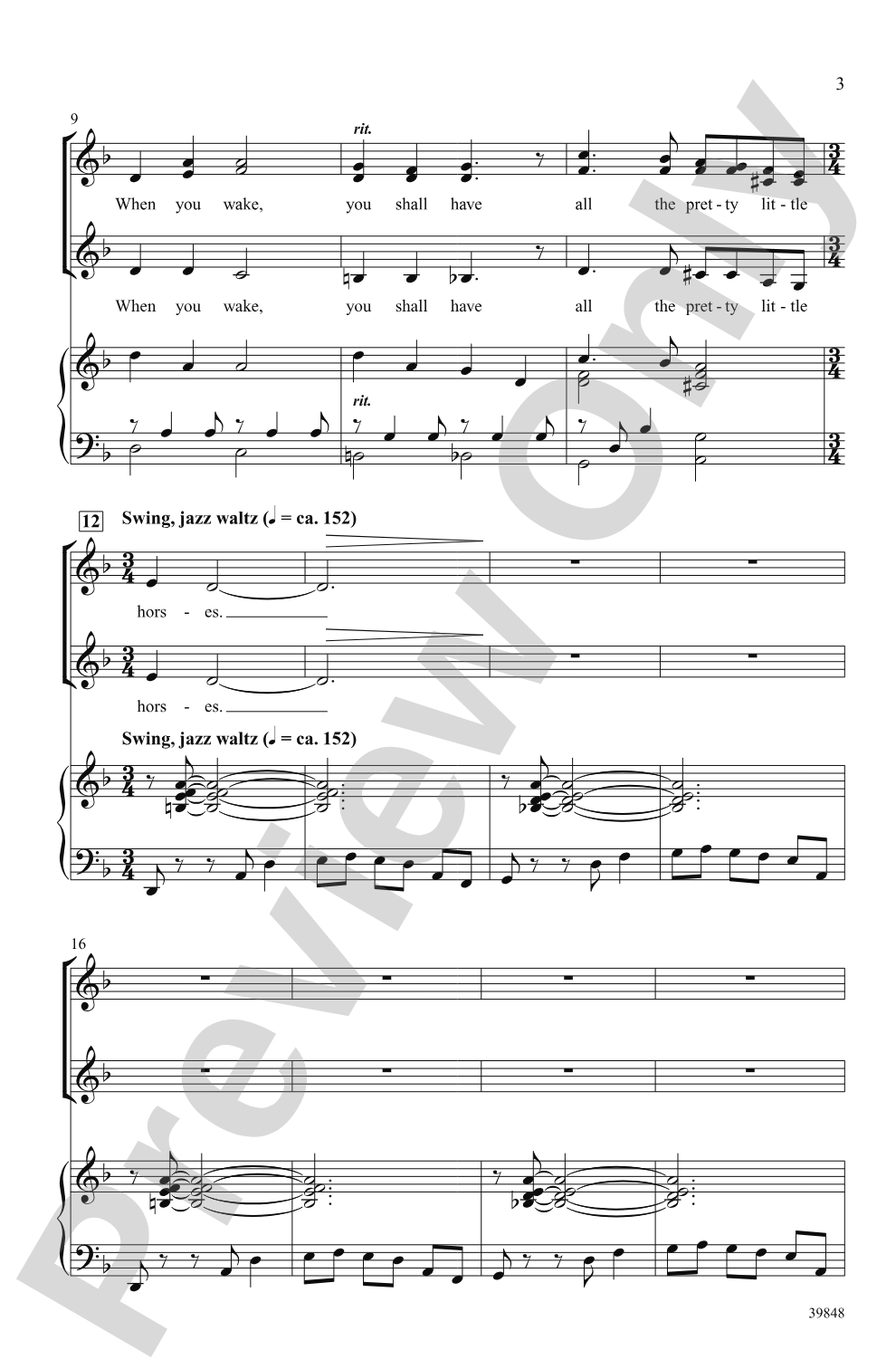 All the Pretty Little Horses: SSA Choral Octavo