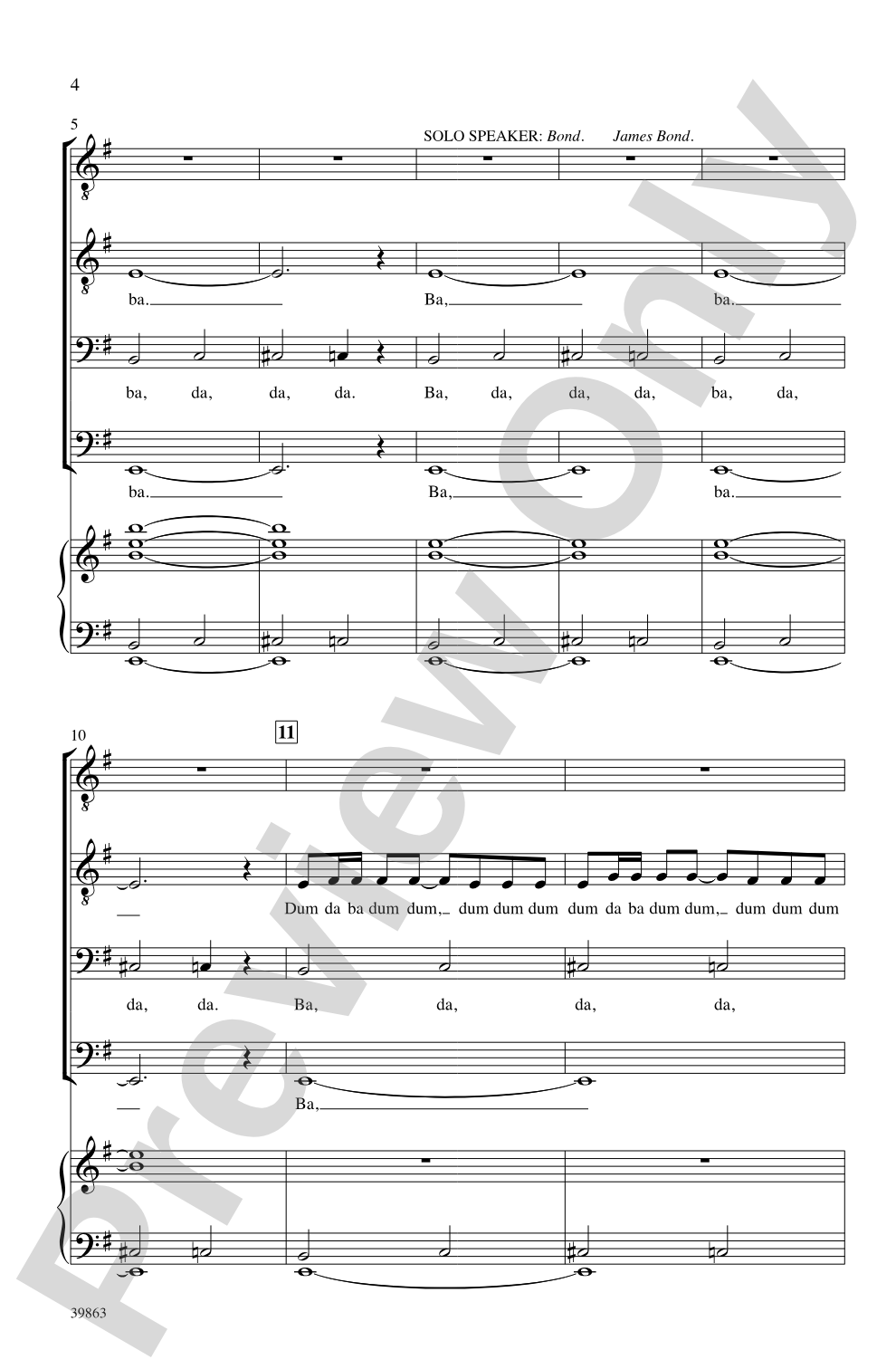 James Bond Theme: TTBB Choral Octavo