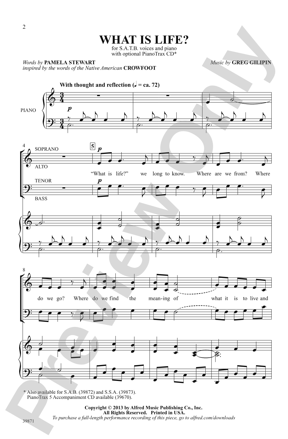 What Is Life?: SATB Choral Octavo