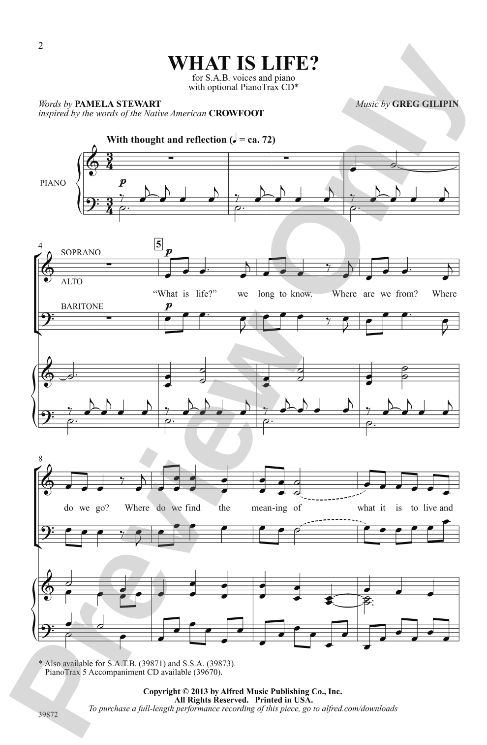 What Is Life?: SAB Choral Octavo