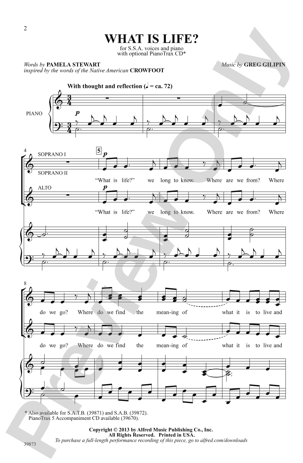 What Is Life?: SSA Choral Octavo