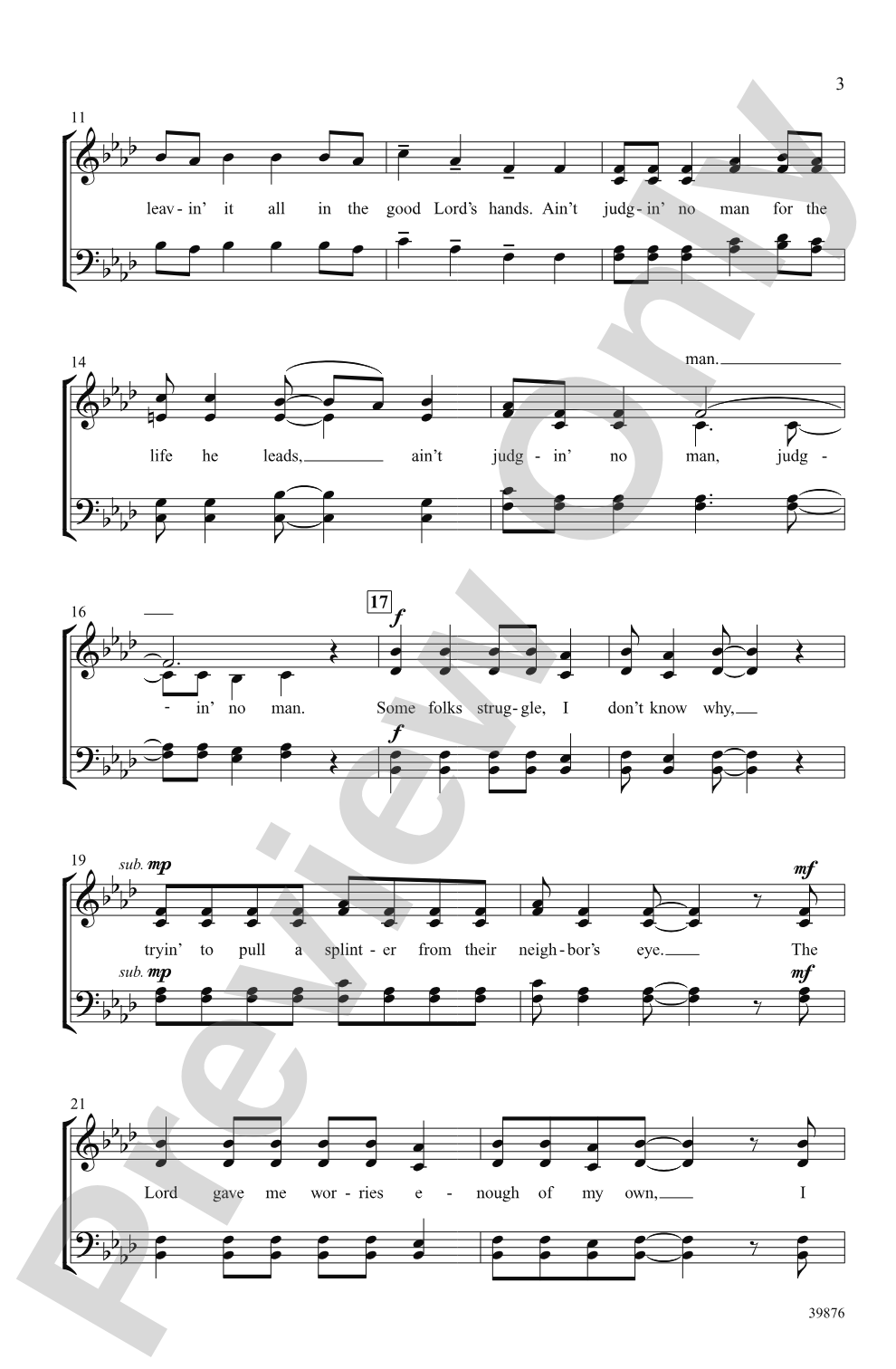 Ain't Judgin' No Man: SATB, <i>a cappella</i> Choral Octavo