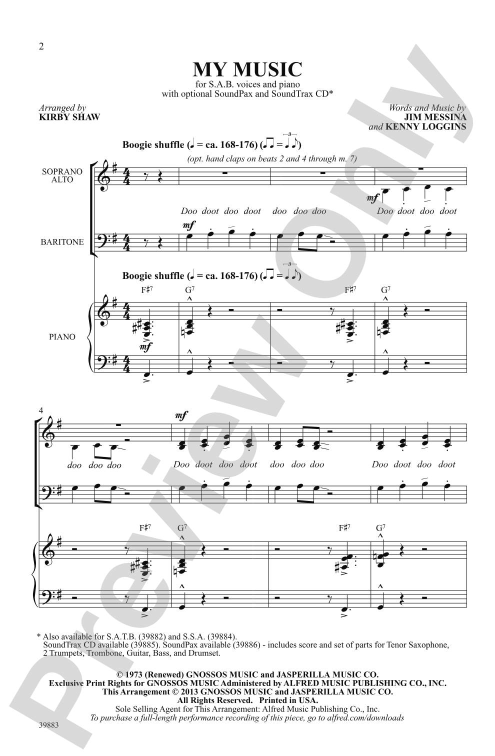 My Music: SAB Choral Octavo