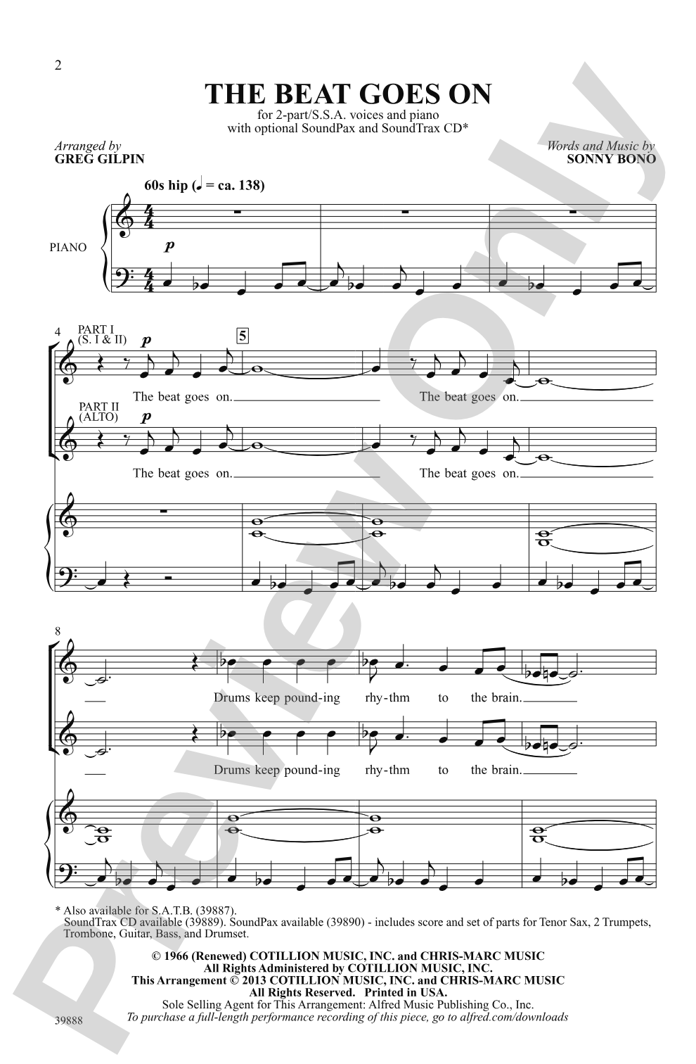 The Beat Goes On: 2-Part / SSA Choral Octavo