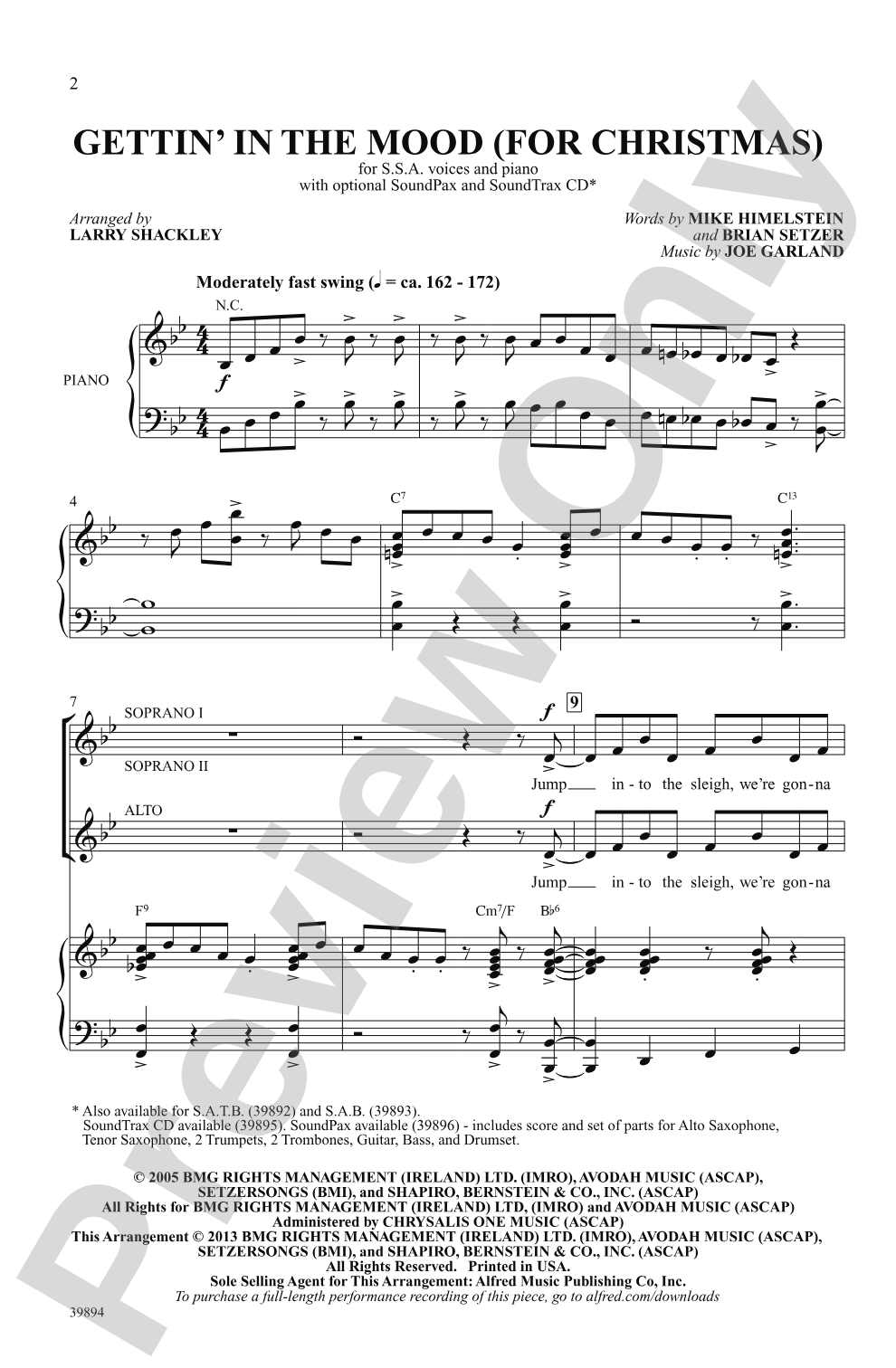 Gettin' in the Mood (for Christmas): SSA Choral Octavo