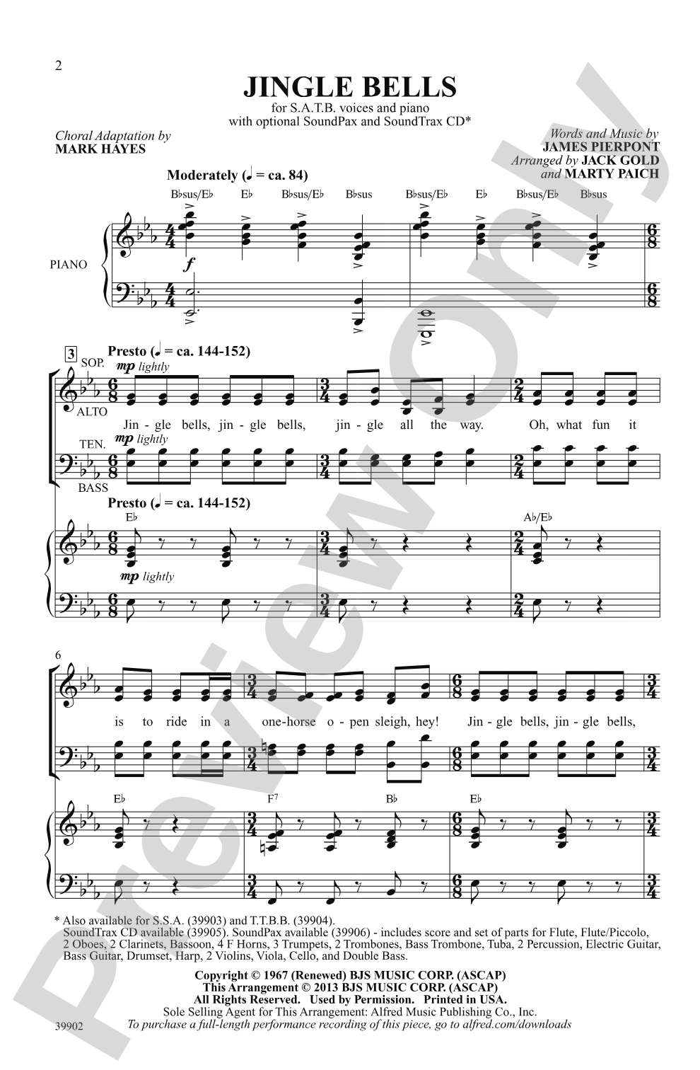 Jingle Bells: SATB Choral Octavo