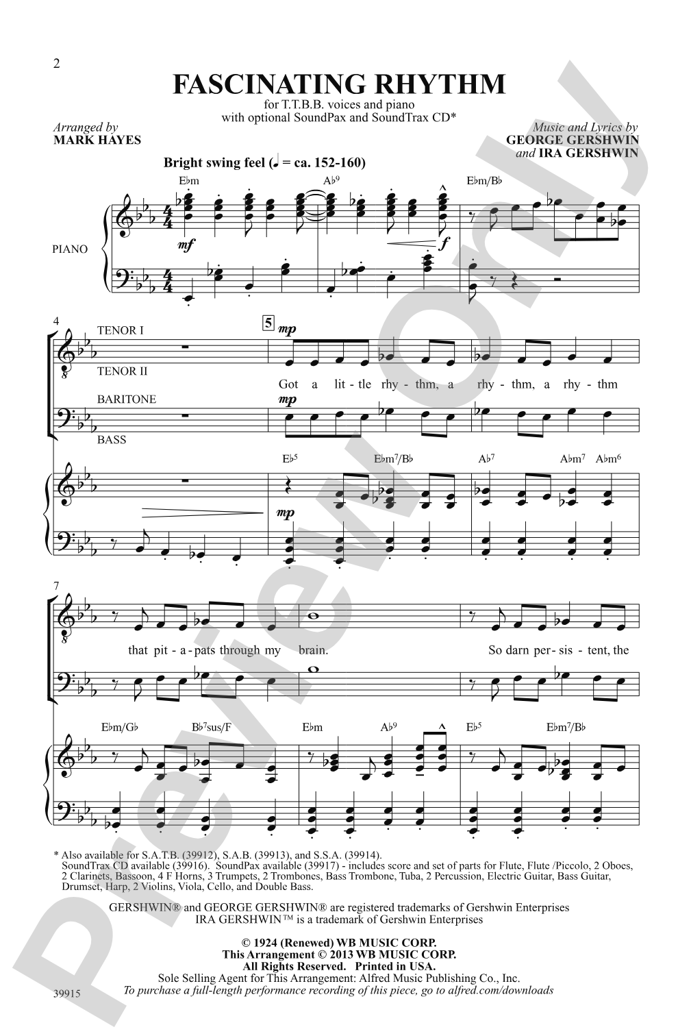 Fascinating Rhythm: TTBB Choral Octavo