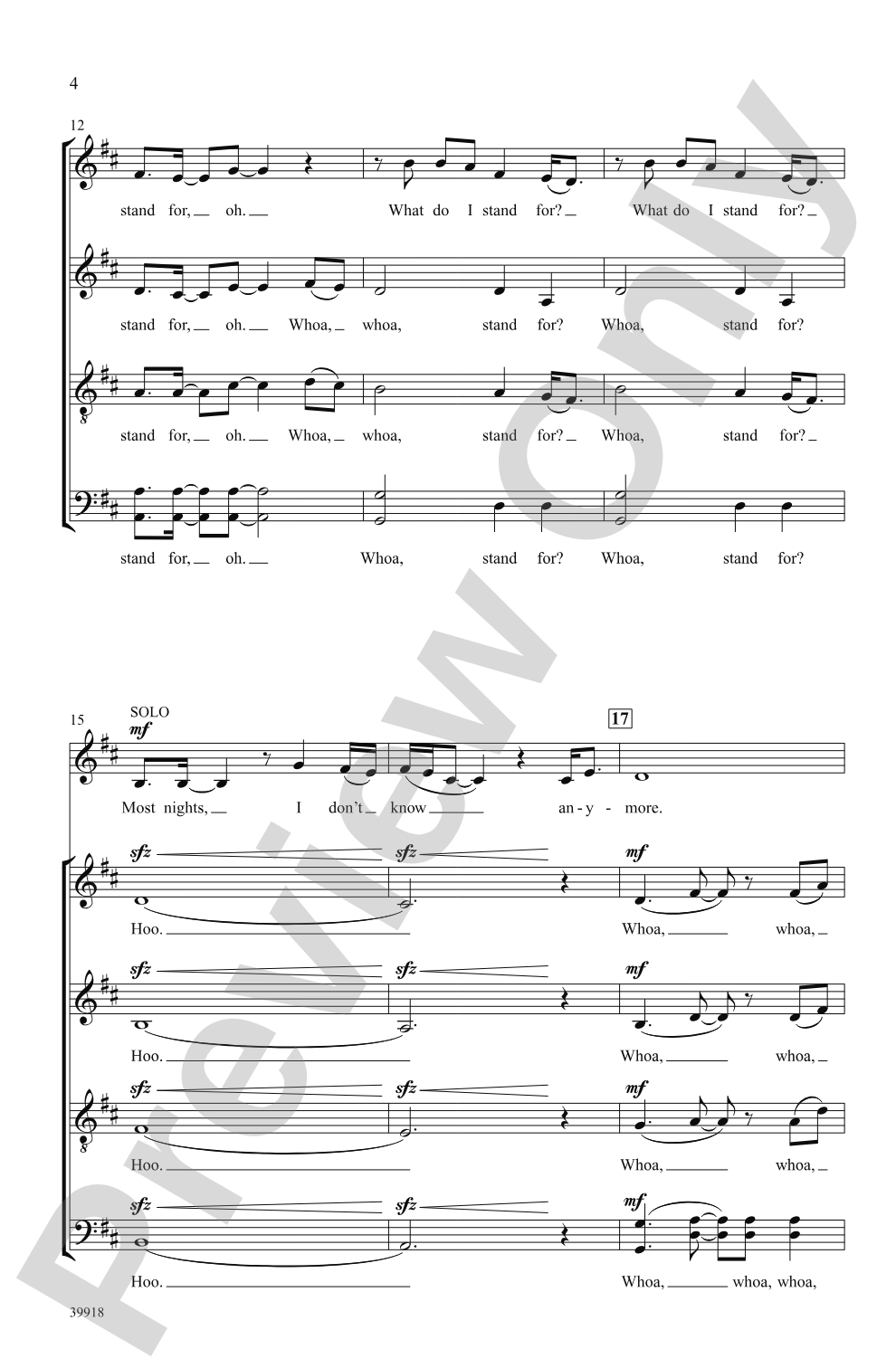 Some Nights: SATB, <i>a cappella</i> Choral Octavo