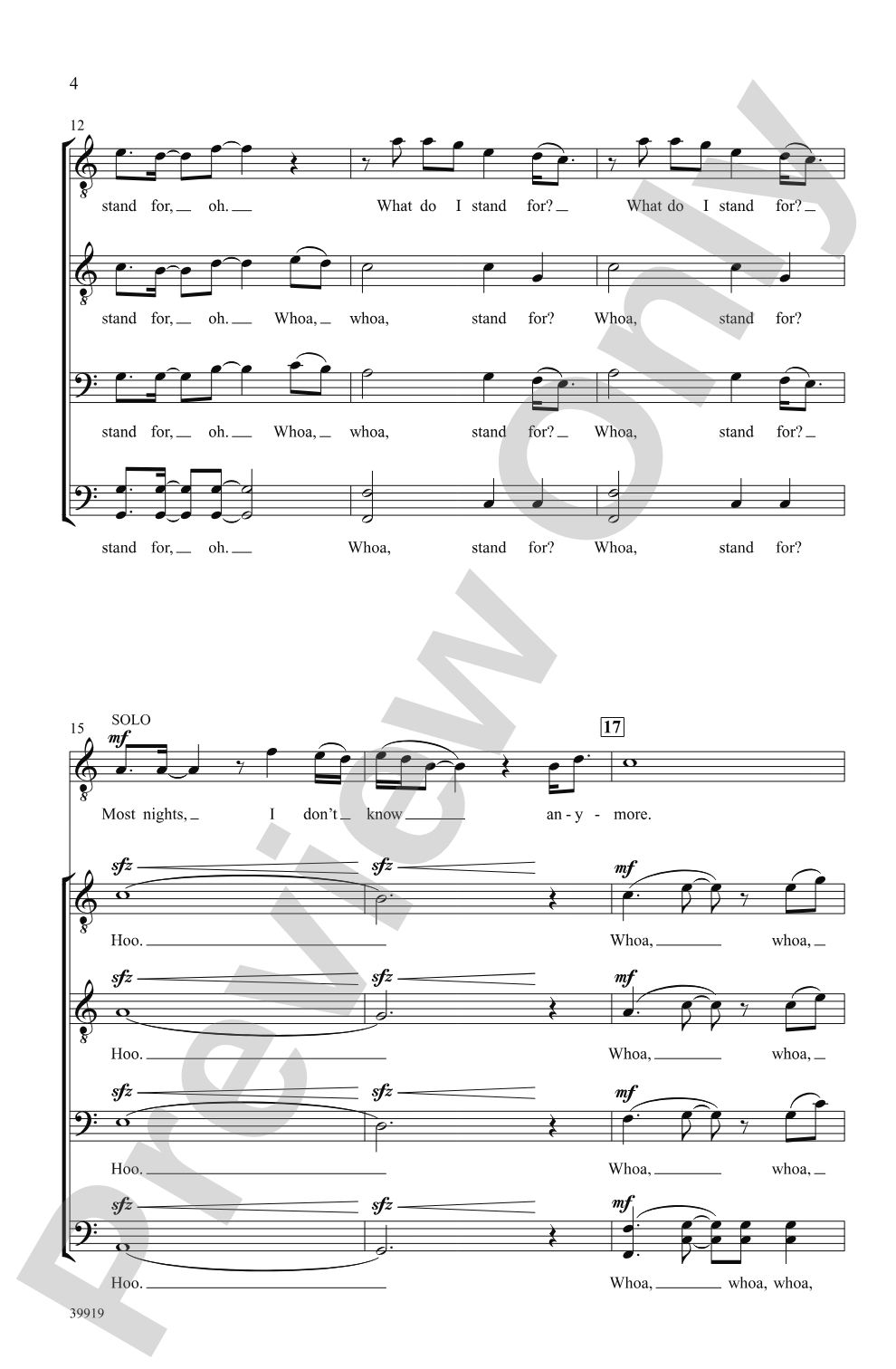 Some Nights: TTBB, <i>a cappella</i> Choral Octavo