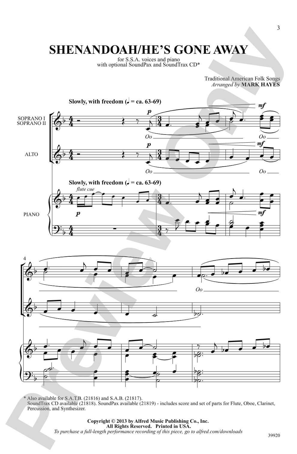 Shenandoah / He's Gone Away: SSA Choral Octavo