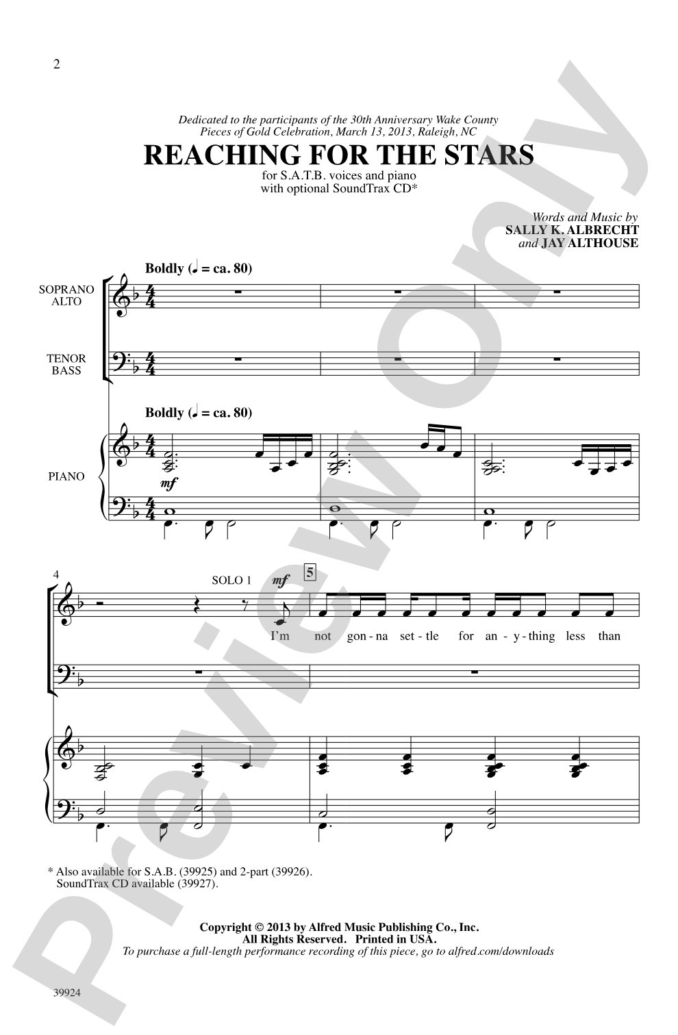 Reaching for the Stars: SATB Choral Octavo