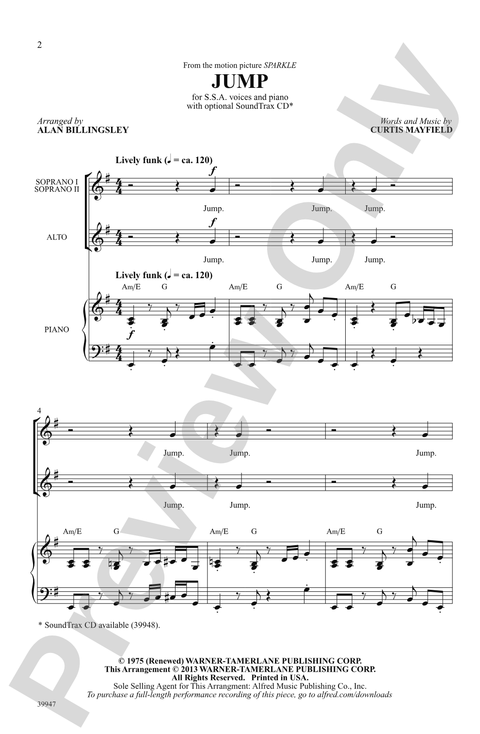 Jump: SSA Choral Octavo