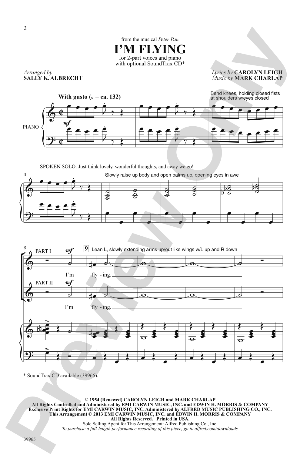 I'm Flying (from <i>Peter Pan</i>): 2-Part Choral Octavo
