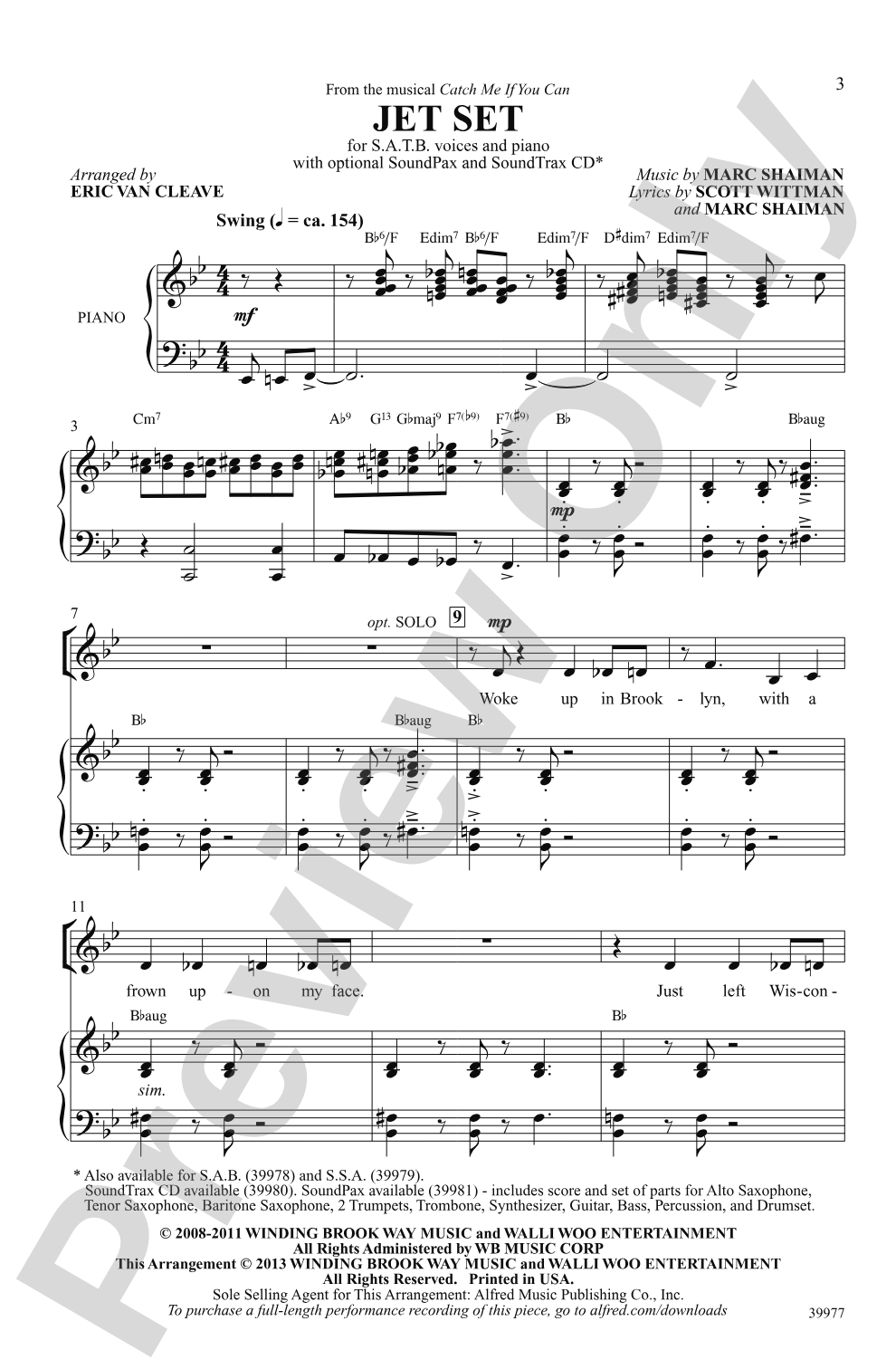 Jet Set (from the musical <i>Catch Me If You Can</i>): SATB Choral Octavo