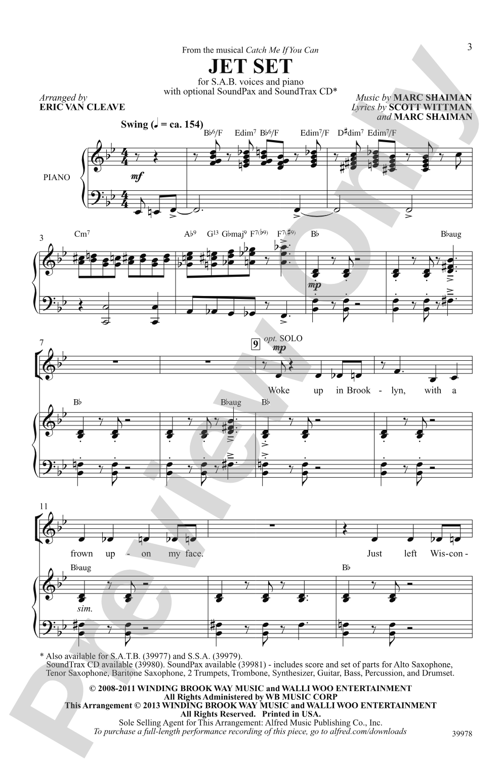 Jet Set (from the musical <i>Catch Me If You Can</i>): SAB Choral Octavo